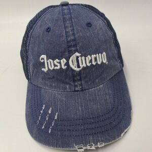 Jose Cuervo Hat‎ Adjustable Trucker Mesh Blue Distressed Tequila Casual Wear Men